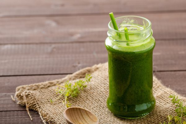 Herbs and avocado smoothie with spinach